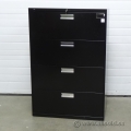 HON Black 4 Drawer Lateral File Cabinet, Locking w Key