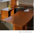Maple Curved Rolling Desk, Printer Cart