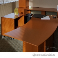 Maple Curved Rolling Desk, Printer Cart