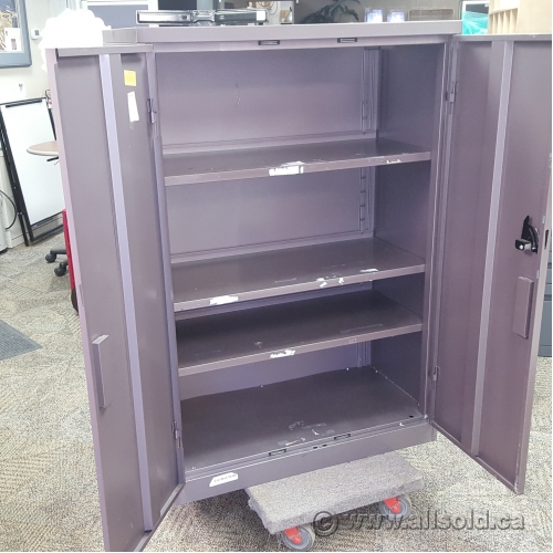 Grey Steelcase 2 Door Metal Wardrobe Storage Cabinet Locking