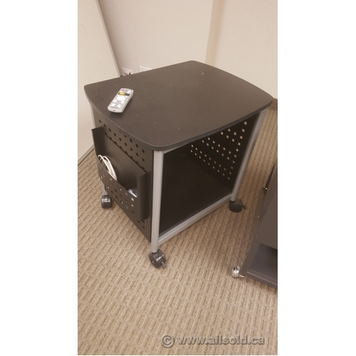 Teknion 2 High Mobile Rolling File Cart Printer Stand Black Top