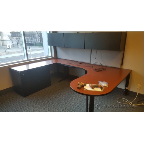 Autumn Maple U Suite Wraparound Desk W Overhead Storage Allsold