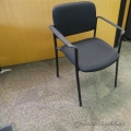 Black Stacking Guest Side Chair w Metal Frame, Full Arms