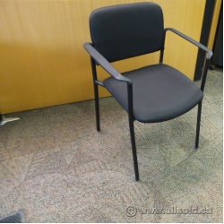 Black Stacking Guest Side Chair w Metal Frame, Full Arms