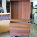 Cherry Wood 2 Drawer Lateral Cabinet w/ Overhead Storage Unit