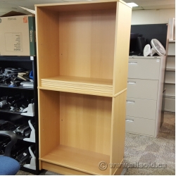 Blonde Double Bookshelf IKEA Bookcase w/ 4 Adjustable Shelves