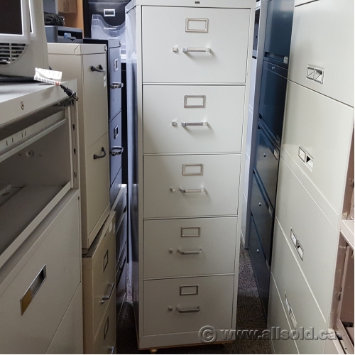 Hon 5 Drawer Grey Vertical Filing Cabinet W Rolling Casters