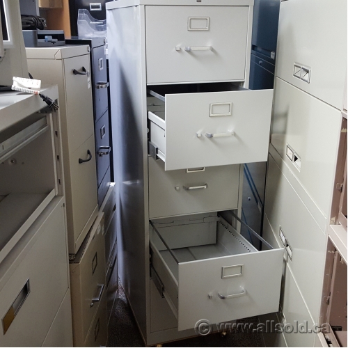 Hon 5 Drawer Grey Vertical Filing Cabinet W Rolling Casters