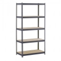 Steel Commercial Shelving Unit w/ Grey Wood Shelves
