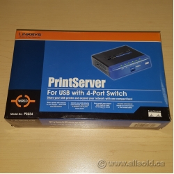 Linksys Print Server 4 Port Workgroup Switch PSUS4