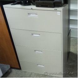 Staples Beige 4 Drawer Lateral File Cabinet, 36", Locking