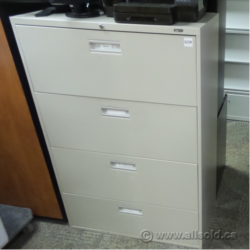 Staples Beige 4 Drawer Lateral File Cabinet 36 Locking