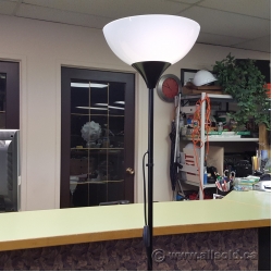 Floor Lamp, White Lamp Shade with Black Single Post Metal Base