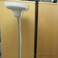Floor Lamp, White Shade with Single Silver Post and Metal Base
