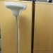Floor Lamp, White Shade with Single Silver Post and Metal Base