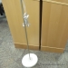 Floor Lamp, White Shade with Single Silver Post and Metal Base