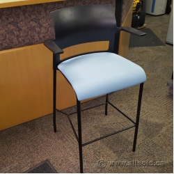 Blue Steelcase Move Counter Height Bar Stool w/ Fixed Arms