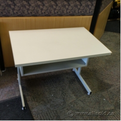 White Metal Frame Work Table w/ Open Storage Shelf