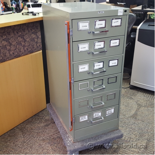 Green Sunar 4 Drawer Vertical File Part Tool Cab W Lock Bar