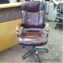 Lane Brown Leather Adjustable Office Task Chair