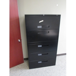 Global Black 5 Drawer Lateral File Cabinet