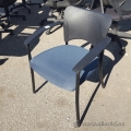 Blue Stacking Chair w/ Plastic Fixed Arms and Back