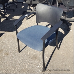 Blue Stacking Chair w/ Plastic Fixed Arms and Back