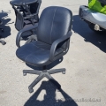 Black Leather Mid Back Rolling Task Chair w/ Fixed Arms