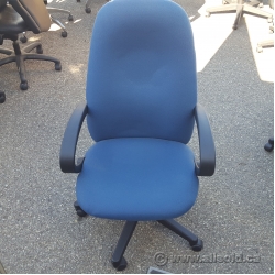 Blue Executive High Back Rolling Task Chair, Arms