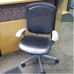 Teknion Contessa Black Leather Mesh Back Chair