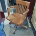 Vintage 1950s Solid Oak Adjustable Swivel Office Chair KRUG