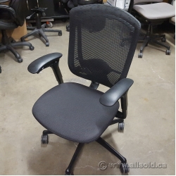 Teknion Black Fabric Contessa Adjustable Mesh Back Chair