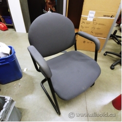 Grey Sleigh Guest Chair w/ Fabric Padded Arms