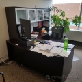 Espresso Bow Front L-Suite Desk with Client Knee Space