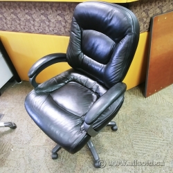 Padded Black Leather Executive Adjustable Office Chair