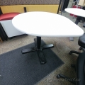Tear Drop 3/4 Round Table White Top, Black Base
