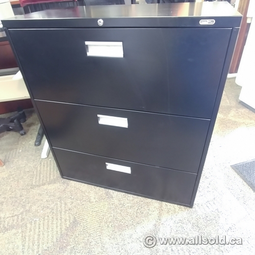 Staples Black 3 Drawer Lateral File Cabinet Locking Allsold Ca
