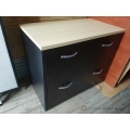 Blonde Top, 2 Drawer Lateral Black Cabinet