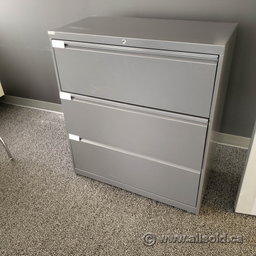 Evolve Grey 3 Drawer Lateral File Cabinet Locking Allsold Ca Buy Sell Used Office Furniture Calgary