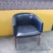 Black Leather Bucket Chair with Wood Legs