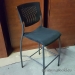 Black Global Plastic Back Bar Stool w/ Fabric Seat