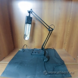Black Adjustable Florescent Desk Lamp w/ Storage Tray Base