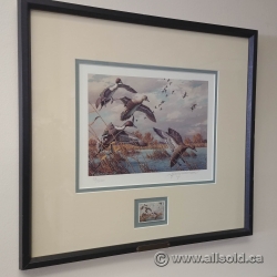 Harry C. Adamson Ducks Unlimited 1989 Lithograph and Stamp