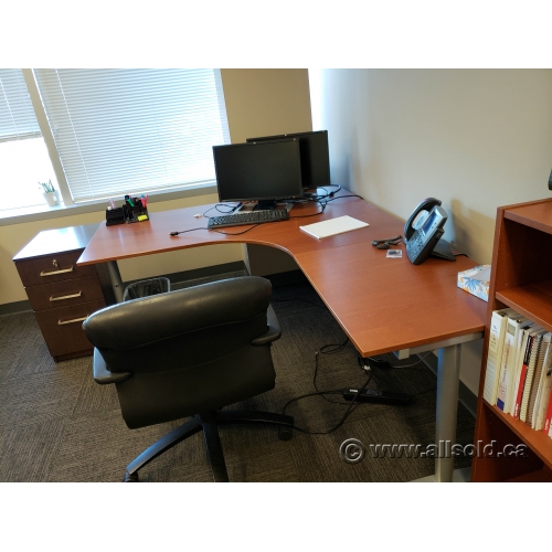 Maple Ikea Galant Modular Open Style L Suite Desk W Grey Legs