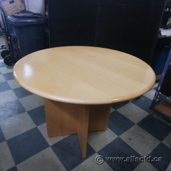 Blonde Round 36" Simo Meeting Table w/ Wood Cross Base