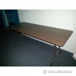 5 ft Folding Banquet Table, Wood w Steel Frame