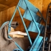 Light Blue Rolling Stair Ladder 4 Step 3' High