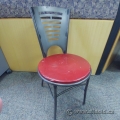 Black Metal Frame Red Wooden Seat Industrial Guest Chair