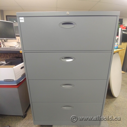 Grey Steelcase 4 Drawer Lateral File Cabinet Locking Allsold Ca