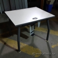 Off White Training Table with Grey Trim, Legs, opt CPU Rack